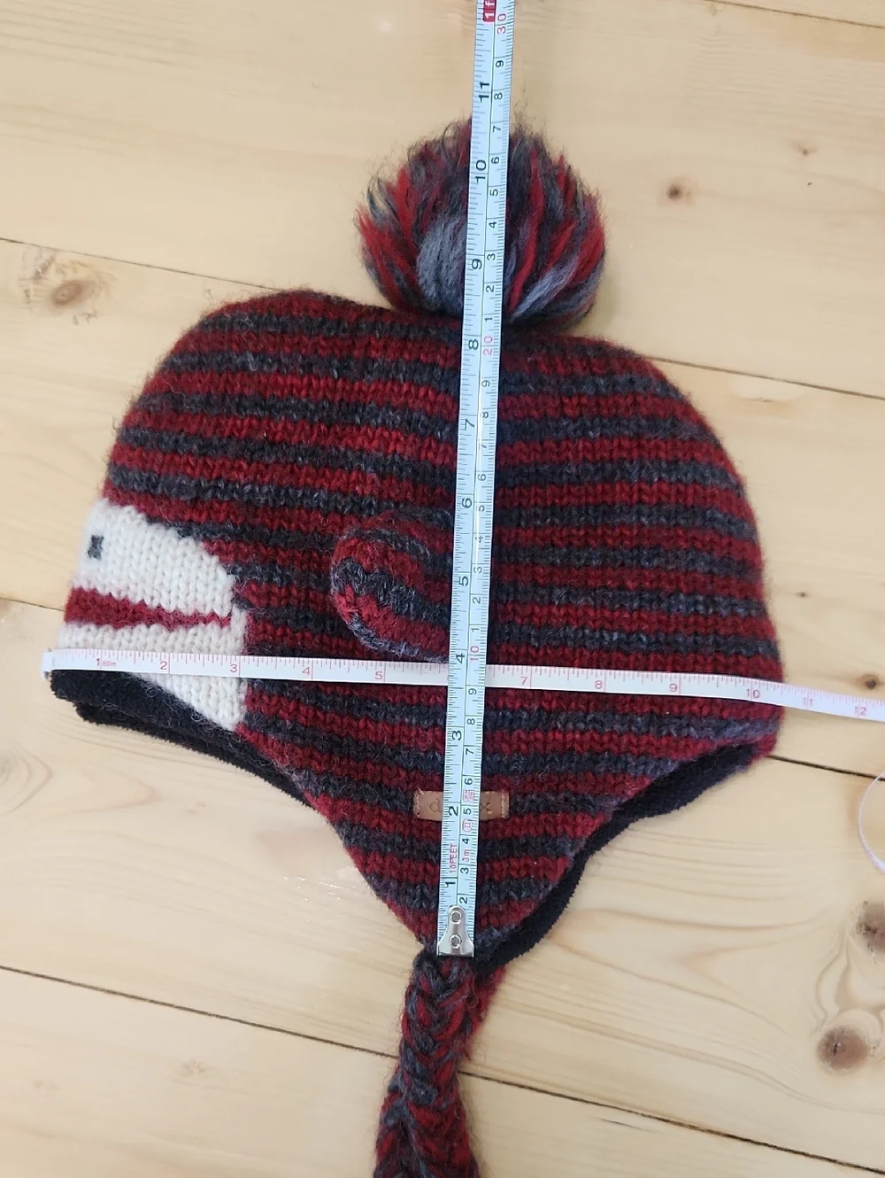 DeLux KNITWITS Striped Adult SOCK MONKEY Hat Wool Blend Fleece Lined